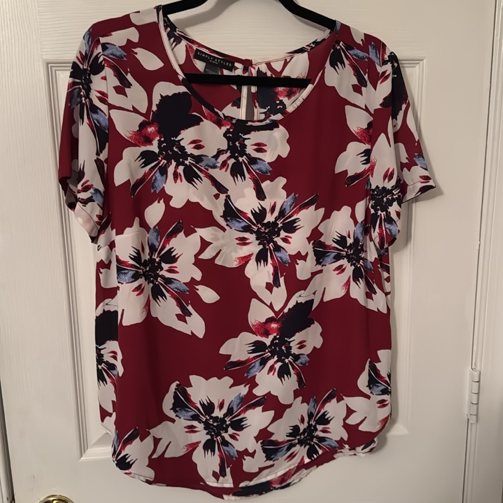 Simply Styled Blouse Size XL Color Red Blue White